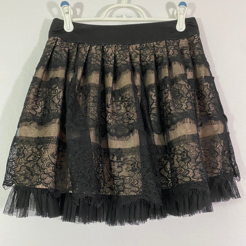 XXI Black Floral Lace Skater Circle Skirt